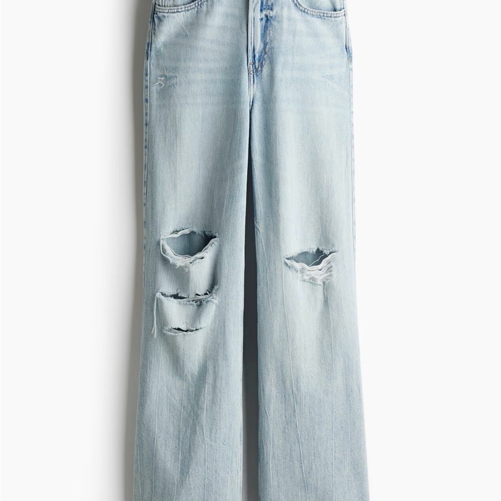 H&M Light Blue Distressed Flare Jeans
